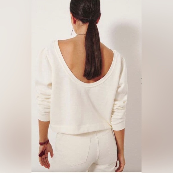 NWT BA&SH FEY CROPPED SUPER SOFT LOW BACK SWEATSHIRT - Picture 1 of 12